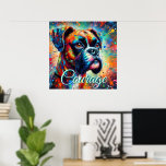 Farbenfroher Pop Art Boxer Dog Aquamarin Blaue Hun Poster<br><div class="desc">Boxerhunde werden oft als Symbole der Loyalität, des Mutes und des Schutzes gesehen. Sie sind bekannt für ihre spielerische und energetische Natur und ihre starke Bindung zu ihren Familien. Boxer sind auch mit Widerstandskraft und Entschlossenheit assoziiert, was ihre Geschichte als arbeitende Hunde widerspiegelt. Insgesamt verkörpern sie ein Gefühl von Stärke,...</div>