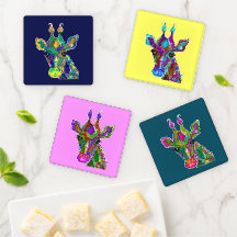 Farbenfroher Pop Art Giraffe Untersetzer Set
