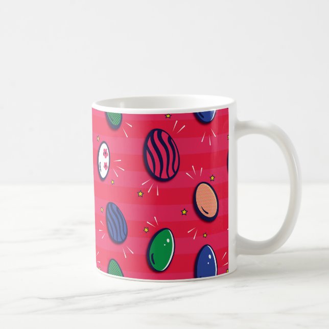 Farbenfroher Pop Art Ostereier Muster Kaffeetasse (Rechts)