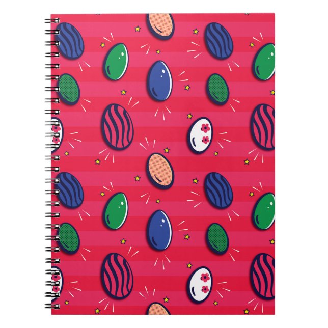 Farbenfroher Pop Art Ostereier Muster Notizblock (Vorderseite)