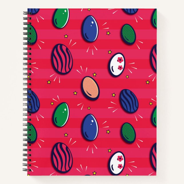 Farbenfroher Pop Art Ostereier Muster Notizbuch (Vorderseite)