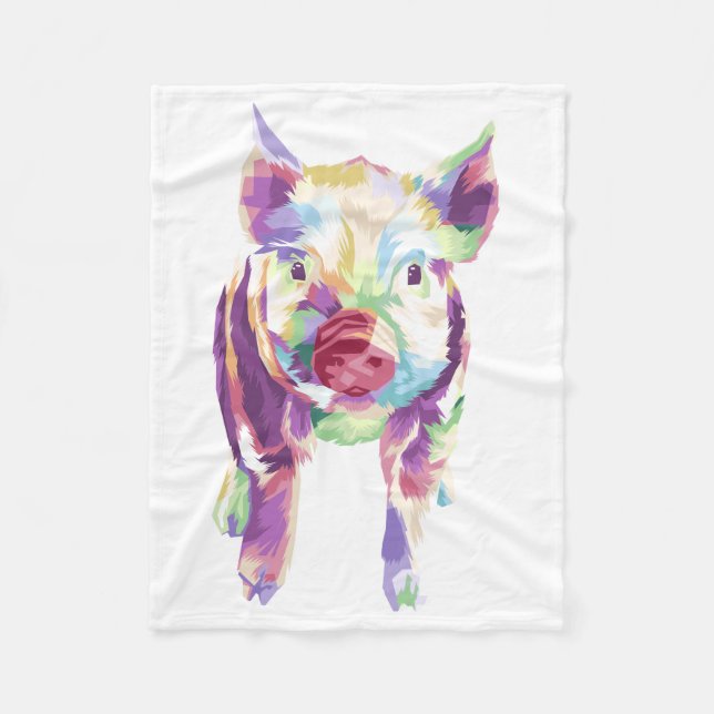 Farbenfroher Pop Art Pig Fleece Blankon (Vorderseite)