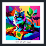 Farbenfroher Pop Kunst Persische Katze auf Couch b Poster<br><div class="desc">Dieses Bild einer persischen Katze auf einem Sofa wurde im Stil der Pop-Kunst erstellt. Der Titel,  den ich wählte,  ist "Persische Katze auf einem Sofa",  aber man kann sie ändern. Das Bild ist hoch auflösend 7168 x 7168 ppi und kann heruntergeladen werden.</div>