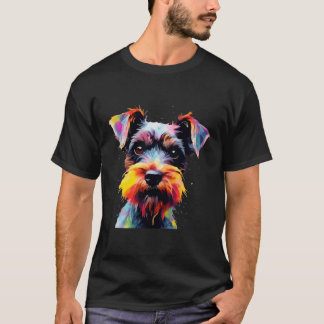 Farbenfroher Pop Miniatur Schnauzer Portrait T-Shirt