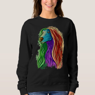 Farbenfroher Pop Portrait Afghan Hound Hund Mama M Sweatshirt