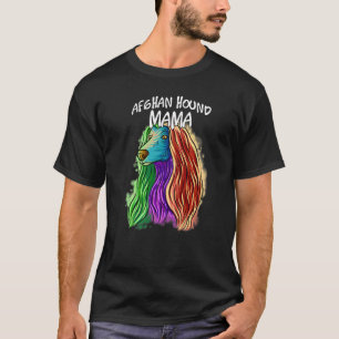 Farbenfroher Pop Portrait Afghan Hound Hund Mama M T-Shirt