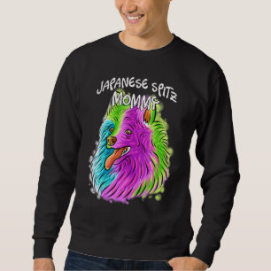 Farbenfroher Pop Portrait Japanisch Spitz Dog Mama Sweatshirt