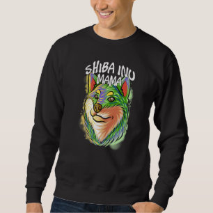 Farbenfroher Pop Portrait Shiba Inu Hund Mama Mutt Sweatshirt