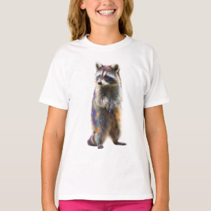 Farbenfroher prismatischer stehender Waschbär für T-Shirt