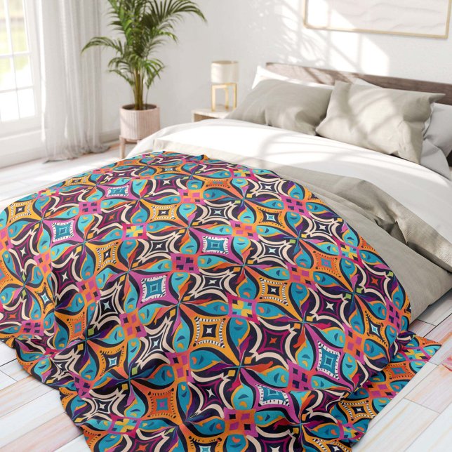 Farbenfroher psychedelischer Boheme-Stil Fleecedecke (Von Creator hochgeladen)