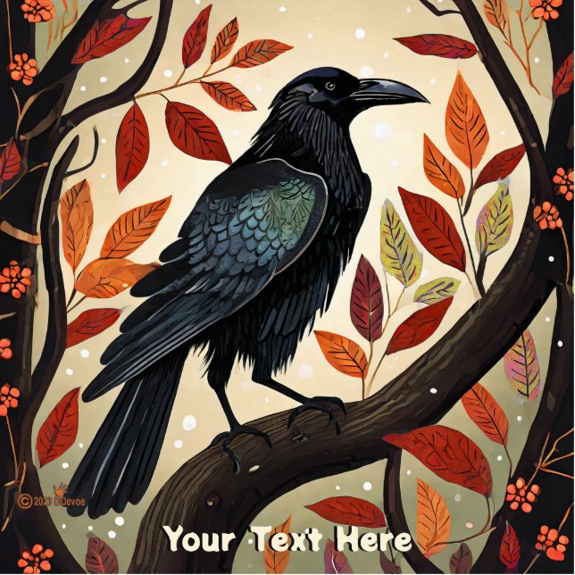 Farbenfroher Raven in einem Baum Fotoskulptur Magnet (Vorne)