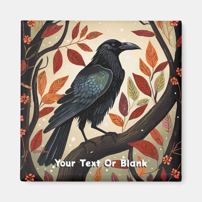 Farbenfroher Raven in einem Baum Magnet (Vorne)