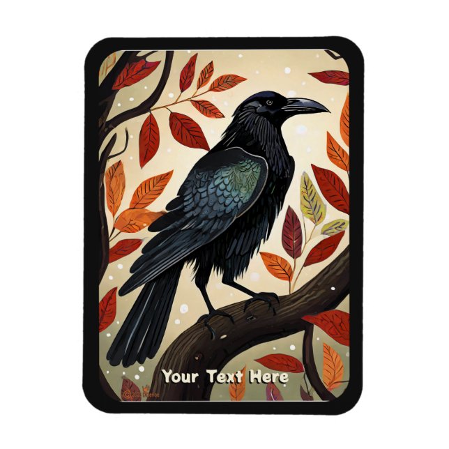 Farbenfroher Raven in einem Baum Magnet (Vertikal)