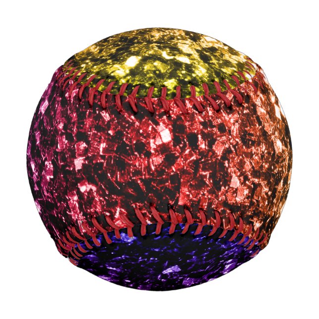 Farbenfroher Regenbogen-Attrappe Glitter Funken Bl Baseball (Vorderseite)