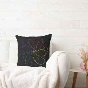 Farbenfroher Regenbogen auf der Blume Black Chic Kissen