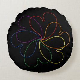 Farbenfroher Regenbogen auf der Blume Black Chic Rundes Kissen
