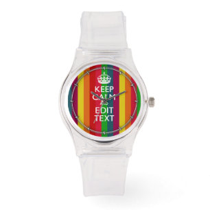 Farbenfroher Regenbogen Behalte Ruhe und Text indi Armbanduhr