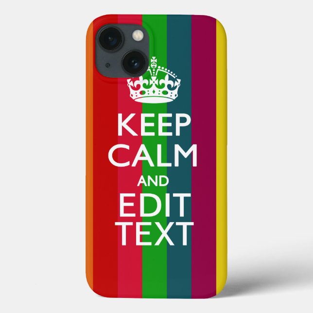 Farbenfroher Regenbogen Behalte Ruhe und Text indi Case-Mate iPhone Hülle (Rückseite)