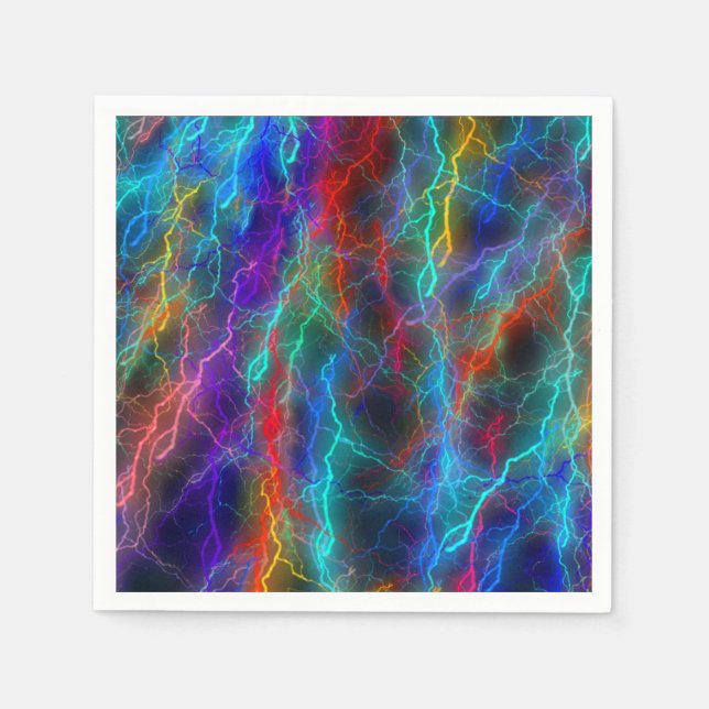Farbenfroher Regenbogen Blitz Sturm Serviette (Vorderseite)