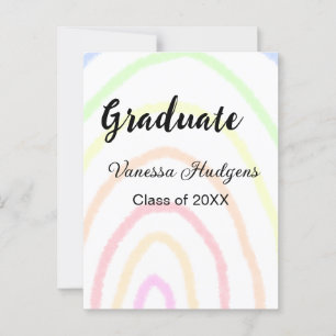 Farbenfroher Regenbogen Boho-Abschluss mit Namen J Postkarte