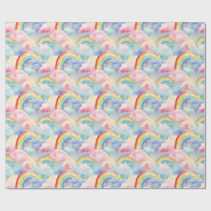 Farbenfroher Regenbogen, Cloud und Star Geschenkpapier