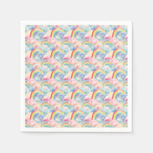 Farbenfroher Regenbogen, Cloud und Star Serviette