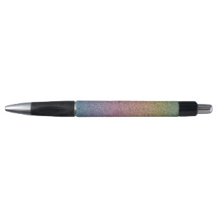 Farbenfroher Regenbogen-Faux-Glitter Rosa Blau Kugelschreiber
