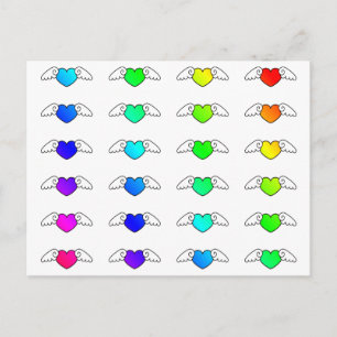 Farbenfroher Regenbogen Fliegende Herzen Stolz Lie Postkarte