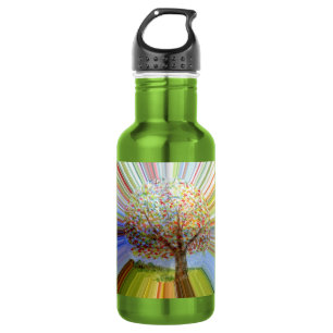 Farbenfroher Regenbogen gestreifter Herbstbaum Trinkflasche