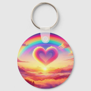 Farbenfroher Regenbogen & Herz Schlüsselanhänger