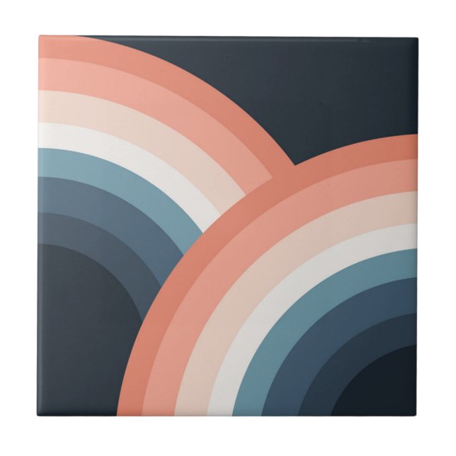 Farbenfroher Regenbogen im Doppel-Retro-Stil Fliese (Vorderseite)