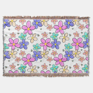 farbenfroher Regenbogen leuchtende Blumen Hummeln Decke