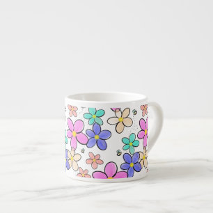 farbenfroher Regenbogen leuchtende Blumen Hummeln  Espressotasse