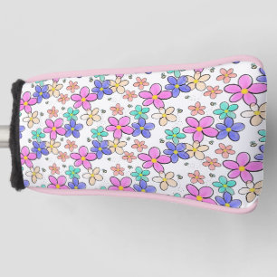 farbenfroher Regenbogen leuchtende Blumen Hummeln Golf Headcover