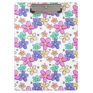 farbenfroher Regenbogen leuchtende Blumen Hummeln  Klemmbrett