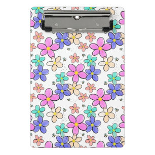 farbenfroher Regenbogen leuchtende Blumen Hummeln  Mini Klemmbrett
