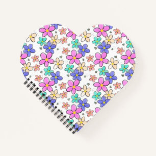 farbenfroher Regenbogen leuchtende Blumen Hummeln  Notizbuch