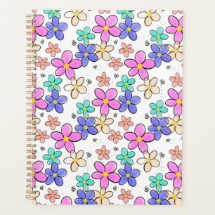 farbenfroher Regenbogen leuchtende Blumen Hummeln Planer