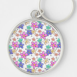 farbenfroher Regenbogen leuchtende Blumen Hummeln Schlüsselanhänger