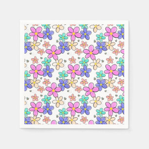 farbenfroher Regenbogen leuchtende Blumen Hummeln Serviette