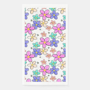 farbenfroher Regenbogen leuchtende Blumen Hummeln Serviette
