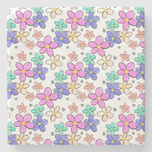 farbenfroher Regenbogen leuchtende Blumen Hummeln Steinuntersetzer