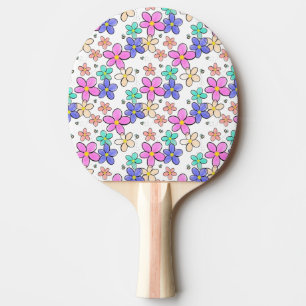 farbenfroher Regenbogen leuchtende Blumen Hummeln Tischtennis Schläger