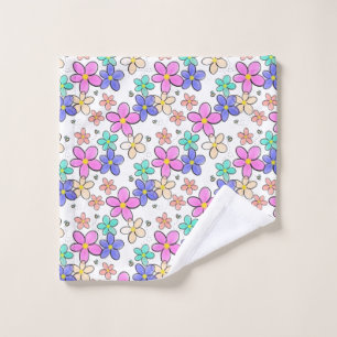farbenfroher Regenbogen leuchtende Blumen Hummeln Waschlappen