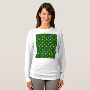 Farbenfroher Regenbogen-Polka-Punkte Grün T-Shirt