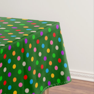 Farbenfroher Regenbogen-Punkte Grün Tischdecke