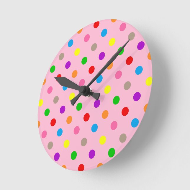 Farbenfroher Regenbogen-Punktmuster Rosa  Runde Wanduhr (Winkel)