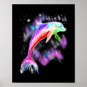 farbenfroher Regenbogen rosa Delphin Ocean Galaxy  Poster