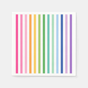 Farbenfroher Regenbogen Streifen Party Napkins Serviette