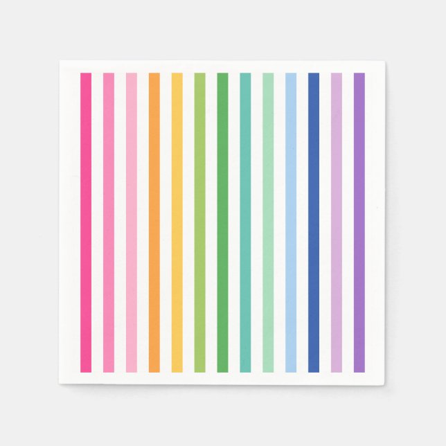 Farbenfroher Regenbogen Streifen Party Napkins Serviette (Vorderseite)